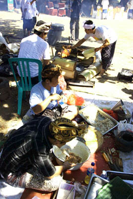 Preparing 'Lawar' (most famous Balinese dish). It takes art & excitement of mixing all the spices!