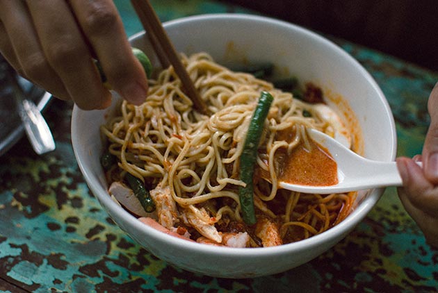 Love, love the Curry Laksa - thick sauce yet fresh and spicy! - Paper Planes Jimbaran